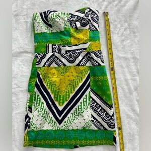 Green Vintage Trina Turk Strapless Mini Dress